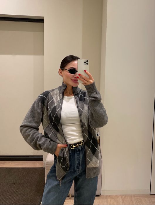 100% вовна светр кардиган на блискавці M/L massimo