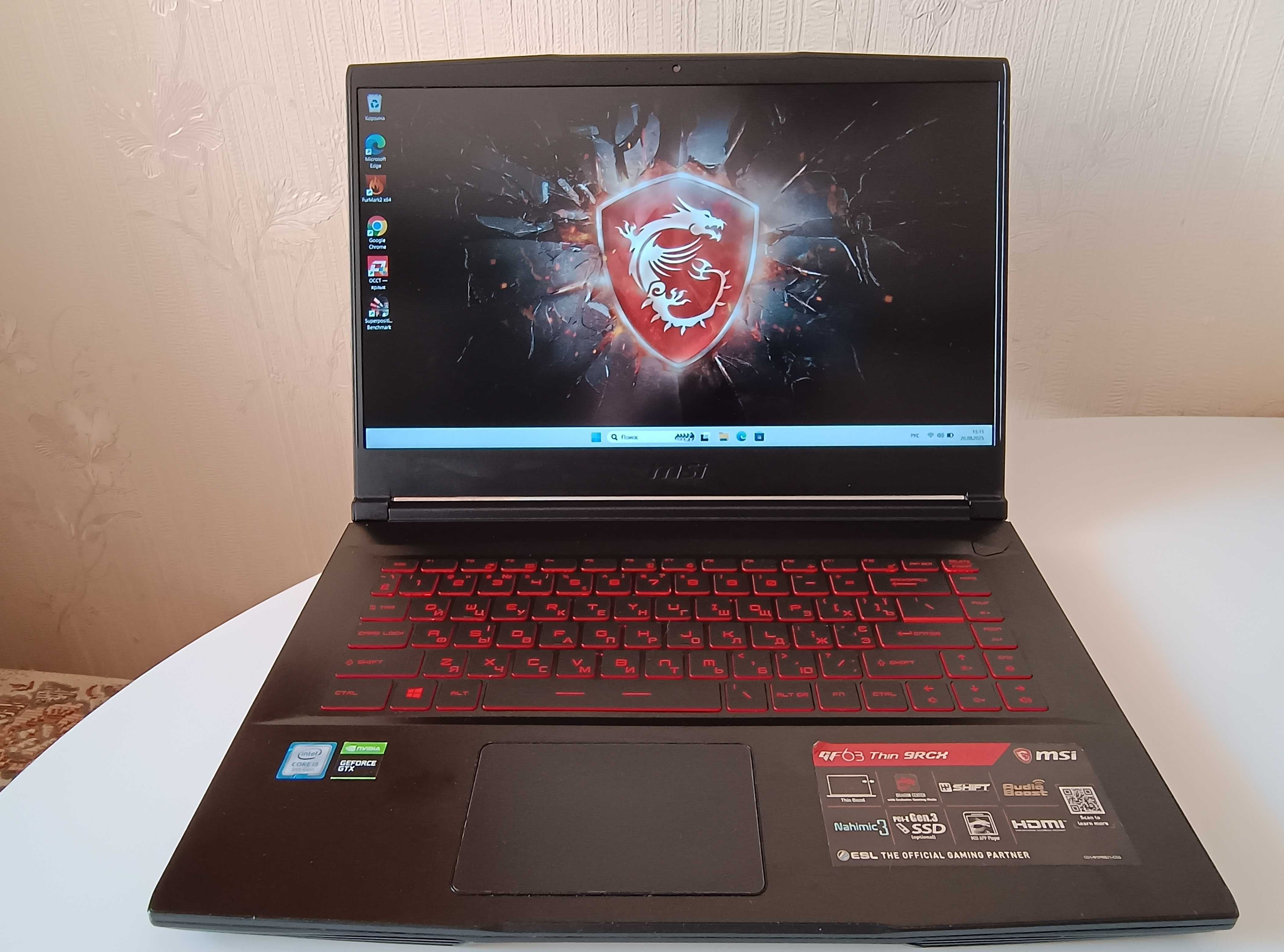 MSI GF63 Thin 9RCX i5-9300H 16G nVIDIA GTX1050Ti 4Gb SSD512Gb 60Hz