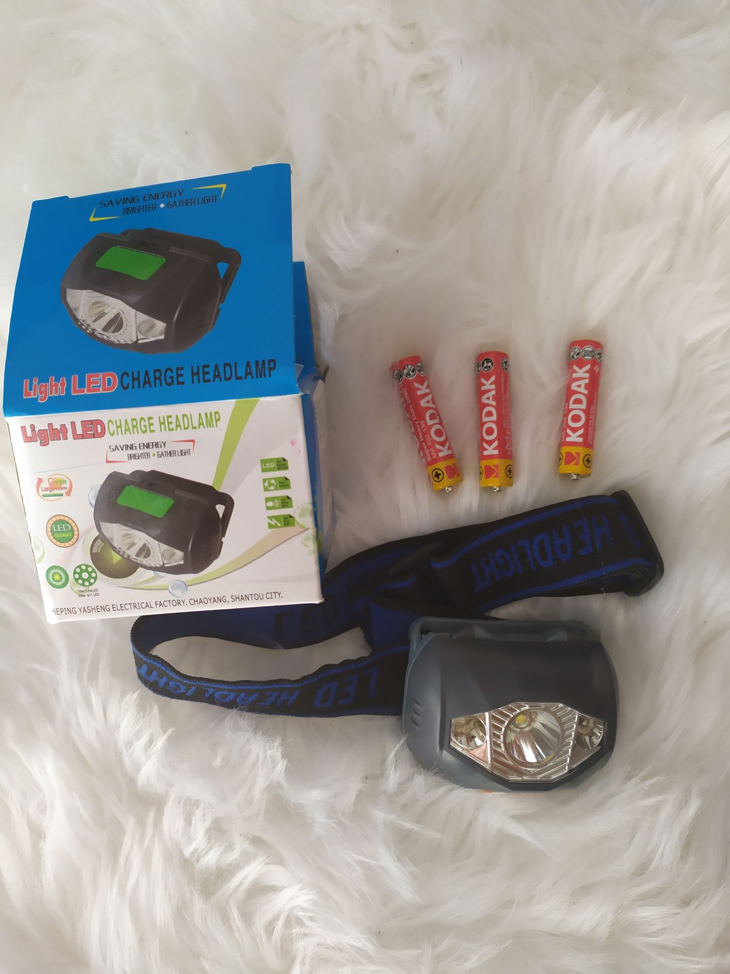 Latarka czołowa na głowę 3 LED na baterie (AAA) 4 tryby nowa