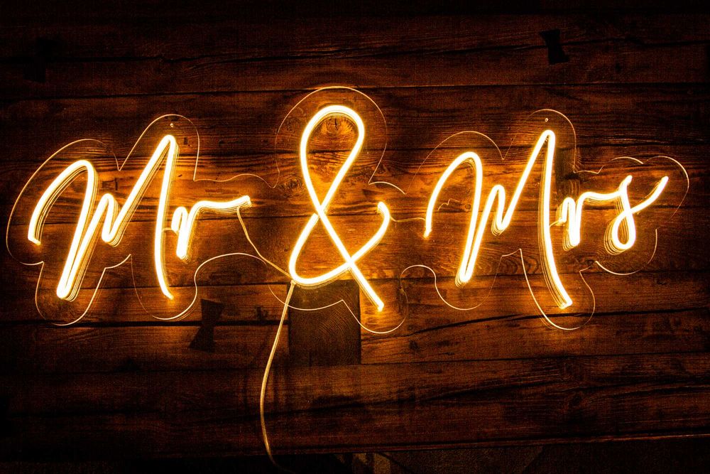 Neon LED napis ślubny Mr&Mrs