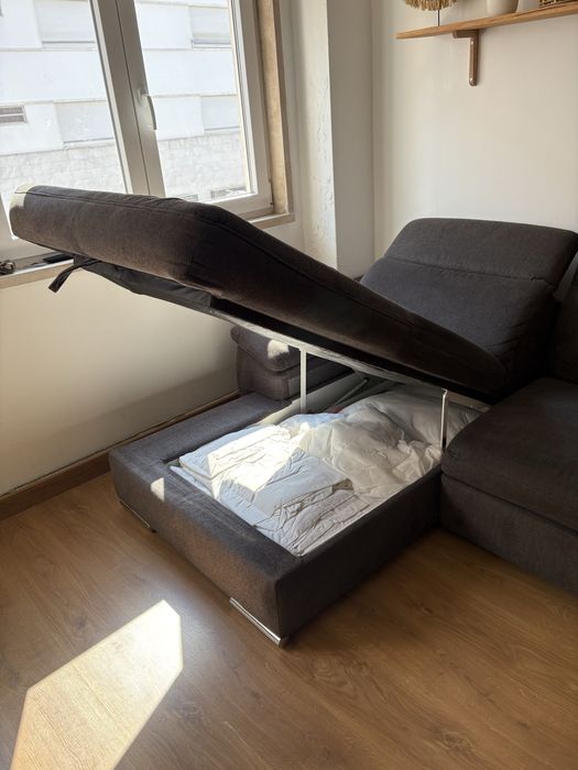 Sofá Chaise longue cama 4 lugares MORIS cor antracite