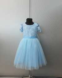 Сукня дитяча святкова блакитна з бірюзовим підтоном на 5-6 років