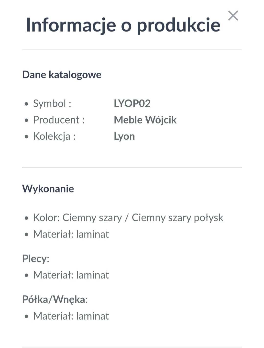 Szara półka wisząca Wójcik