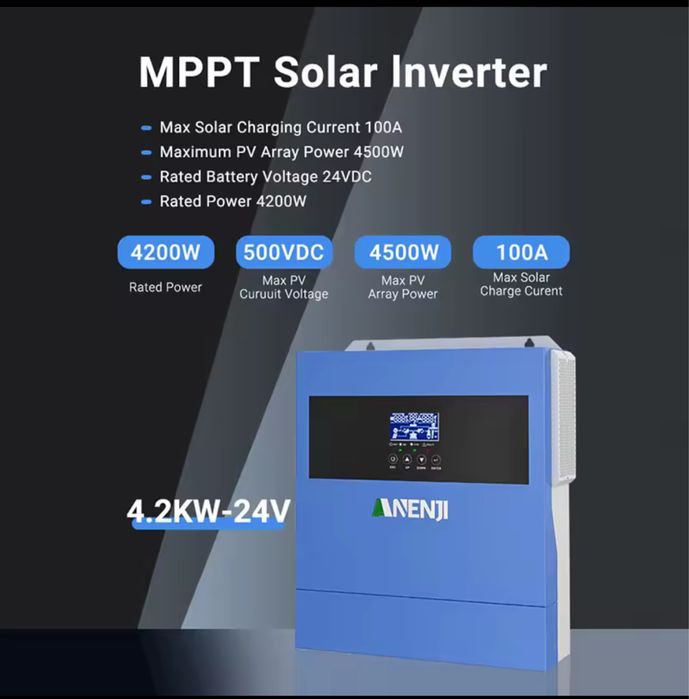 Гибридный инвертор ANENJI 4000W 24V wifi