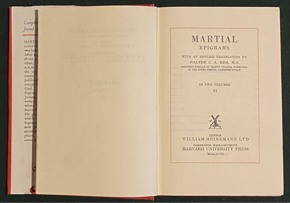 Epigramas de Marco Valério Marcial em dois volumes