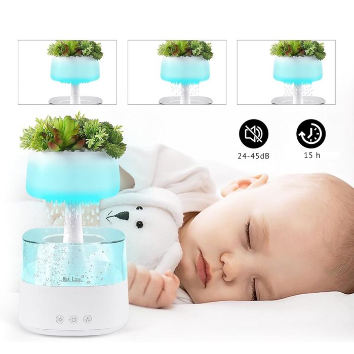 Nawilżacz powietrza pilot 450ml, z trybami deszczu i 7 kolorami LED