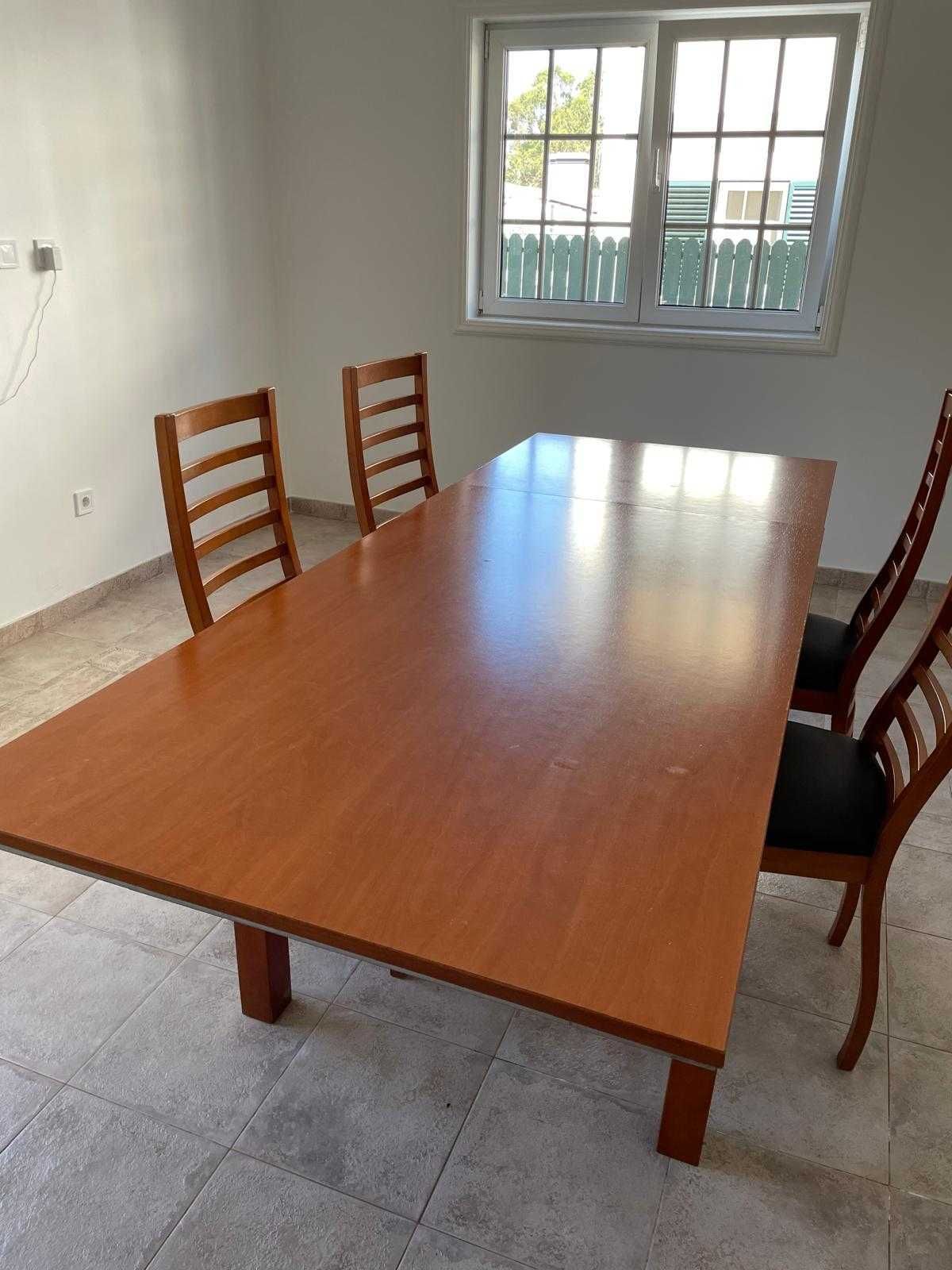 Mesa de Jantar Madeira 1,60m x 90cm - Extensivel 2,30m + 4 cadeiras