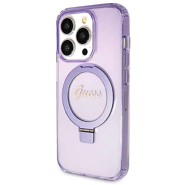 Etui Guess Ring Stand Script Glitter MagSafe na iPhone 14 Pro Max - fi
