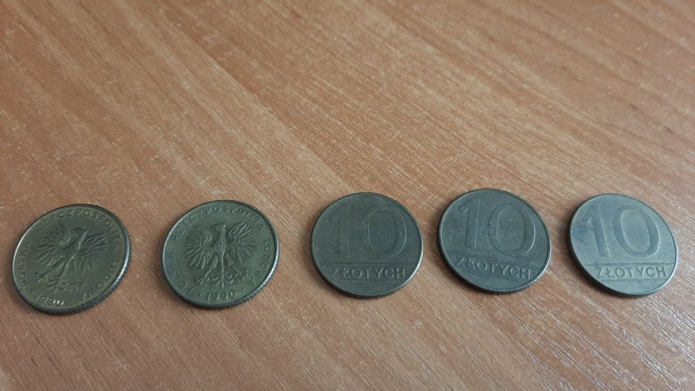 Moneta 10zl nominał 2x1990r/3 x 1989 rok