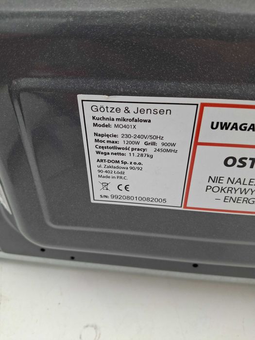 Kuchenka mikrofalowa GOTZE&JENSEN MO401X 700W