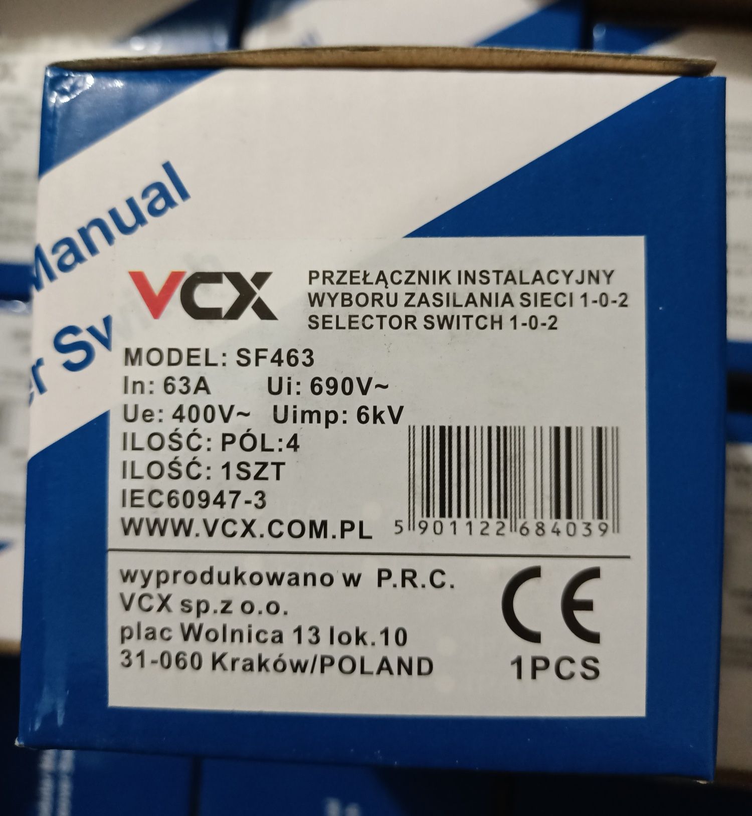 Перемикач 1-0-2 мережа-генератор VCX SF463 4p 63 А