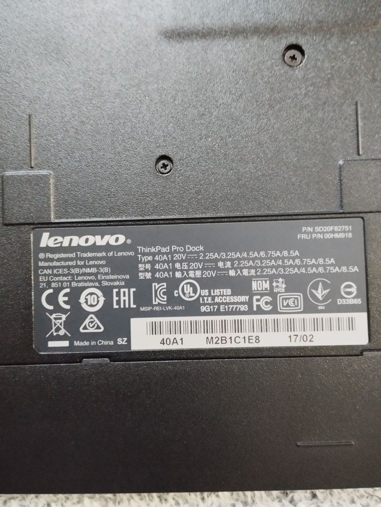 Stacja dokująca Lenovo ThinkPad + ładowarka