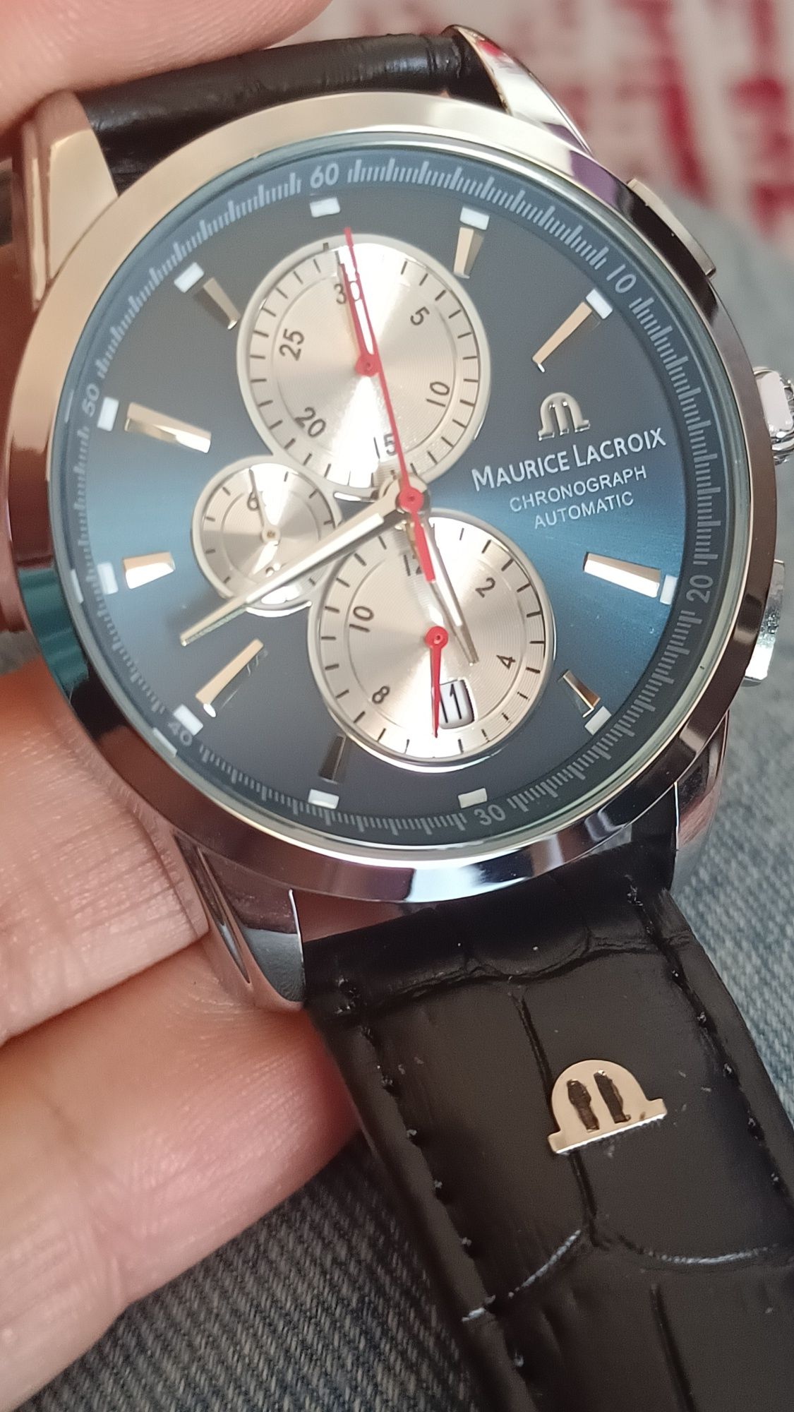 Maurice elegancki zegarek chronograf piękna tarcza