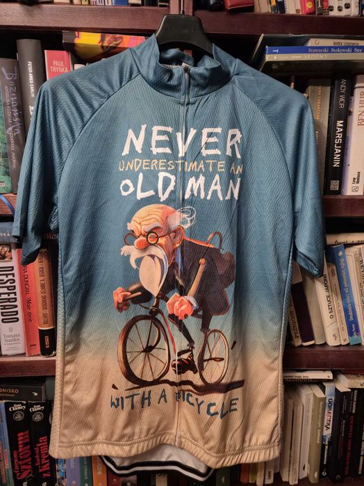 Koszulka rowerowa "Never Underestimate Old Men with a Bike" zielona L