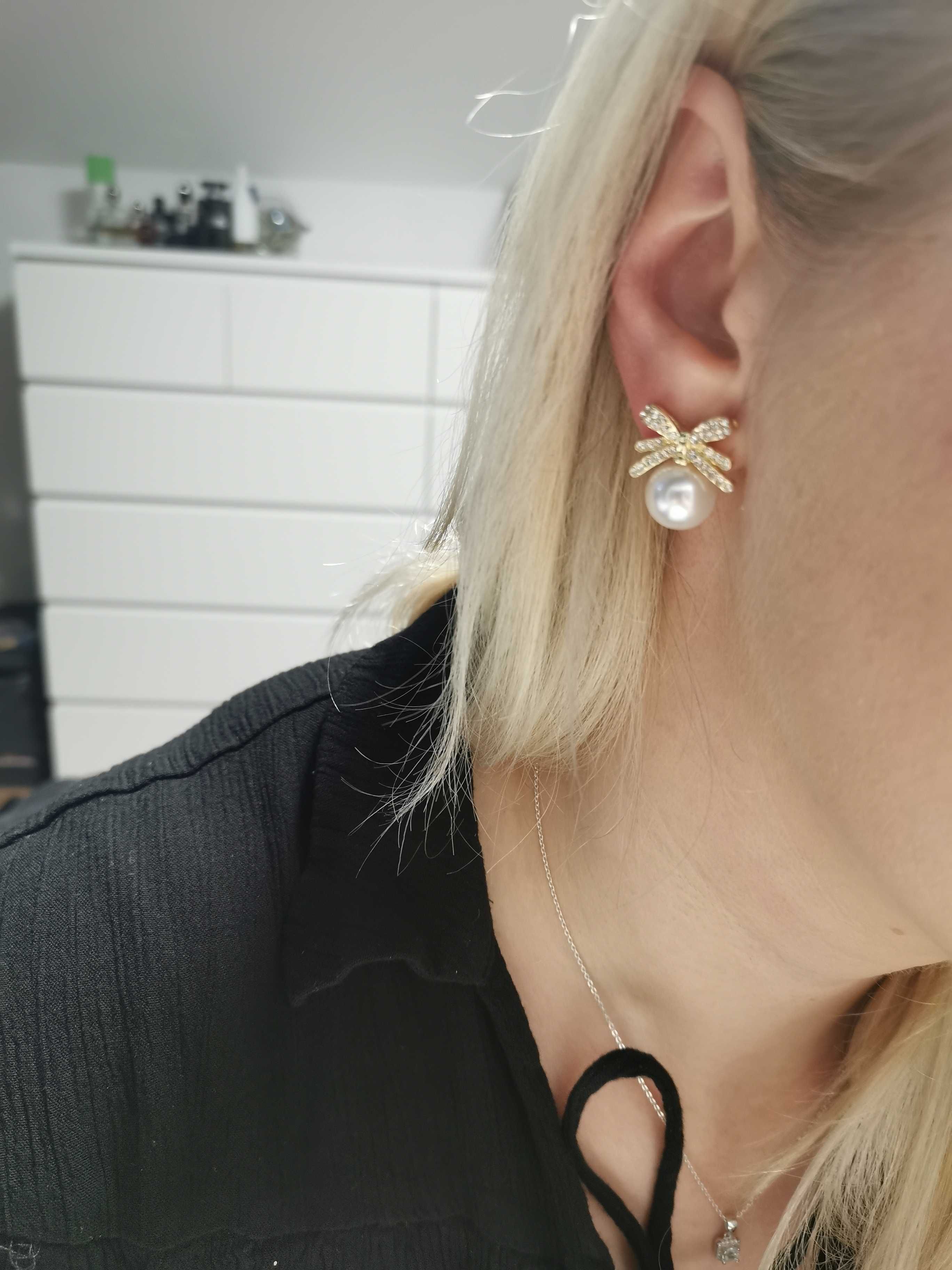 Wiszące kolczyki sztyft diamenciki cyrkonie złote yes pandora apart