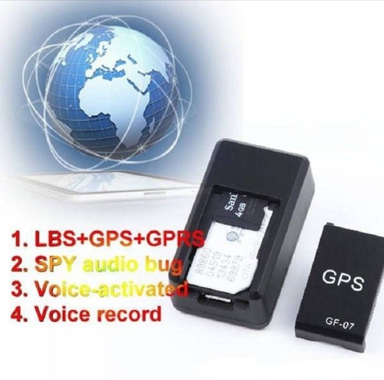 Мини GPS трекер GF-07 с микрофоном