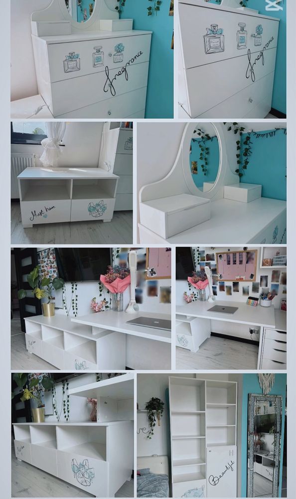 Meblik biurko plus nadstawka szafka  Fashion Mint