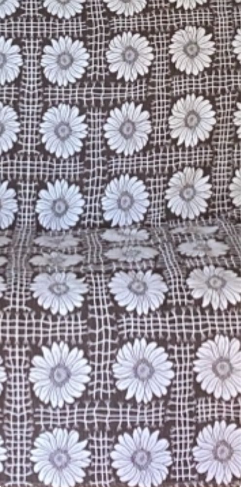Manta ou colcha algodão castanho com flores girassois grande