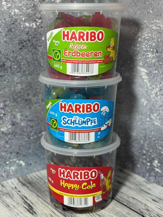 Желейки Haribo 650 г,кола,смурфики і полуниці