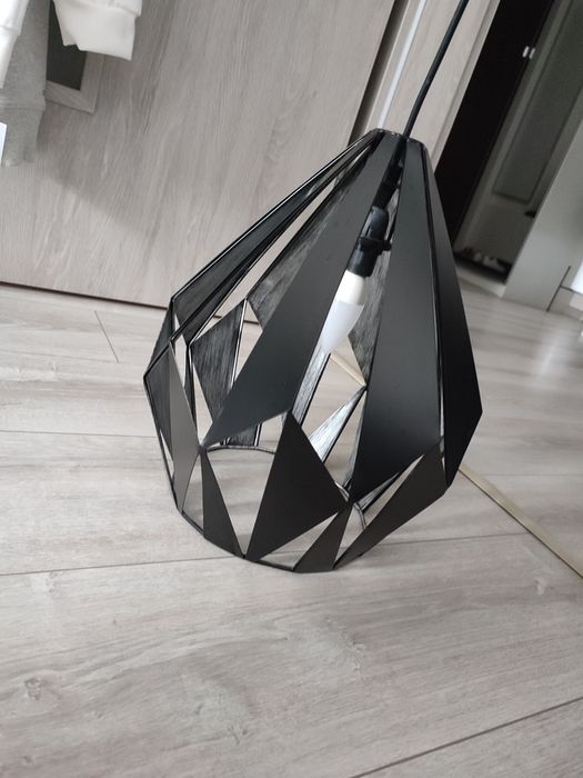 Lampa sufitowa wisząca czarna metalowa loft