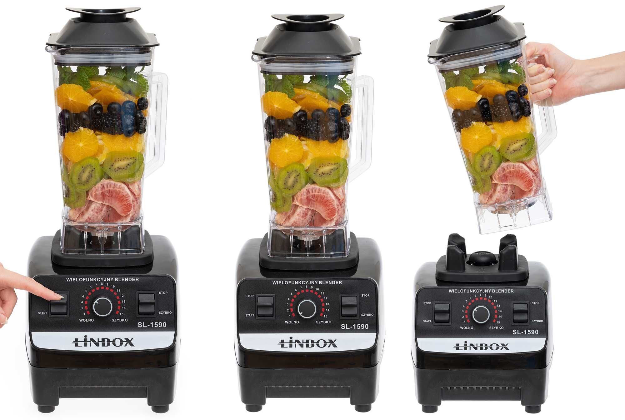 Mocny blender kielichowy 3800W 2L młynek do Smoothie Czarny 2 Kielichy