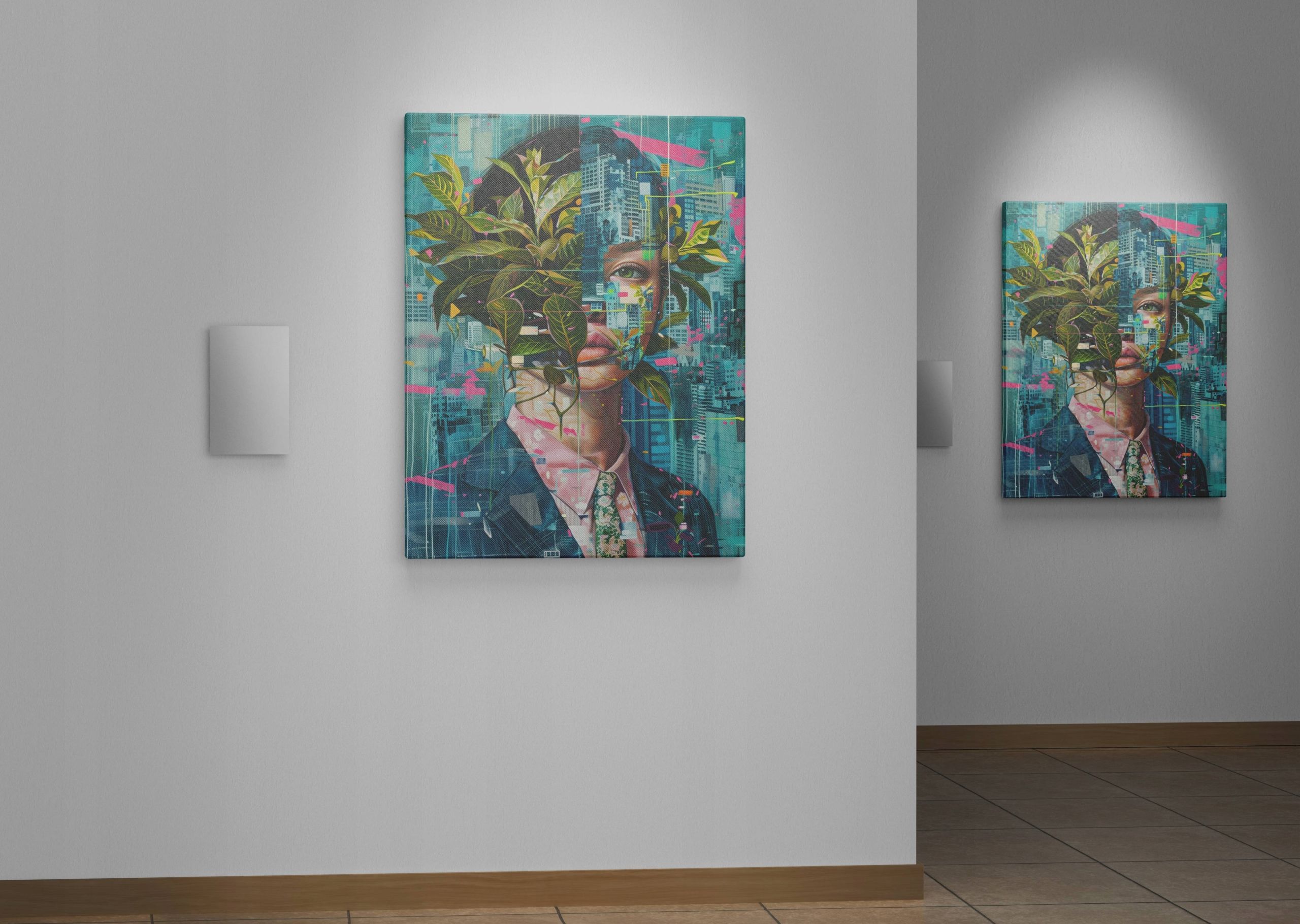 Obraz na płótnie "Kobieta roślin w abstrakcji" 75x100 cm