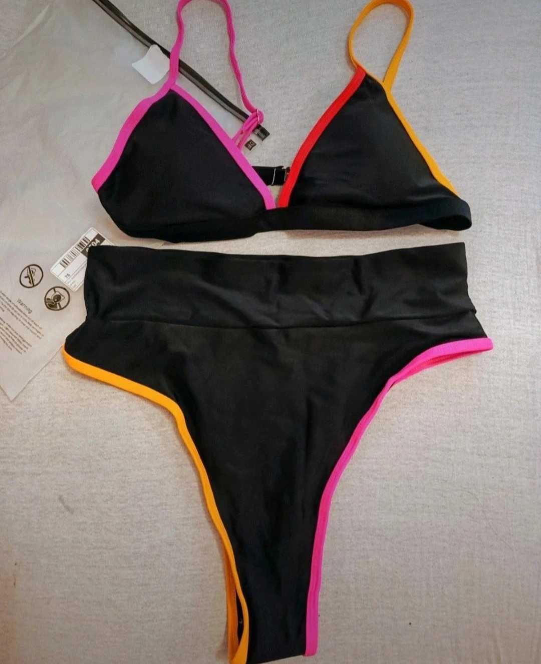 Piękny czarny strój kąpielowy bikini dwuczęściowy 40 L Shein