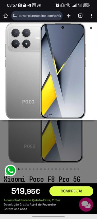 Xiaomi POCO F8 Pro NOVO Selado