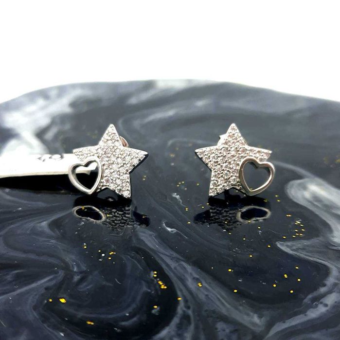 Kolczyki srebrne 925 gwiazdki wysadzane cyrkoniami NOWE