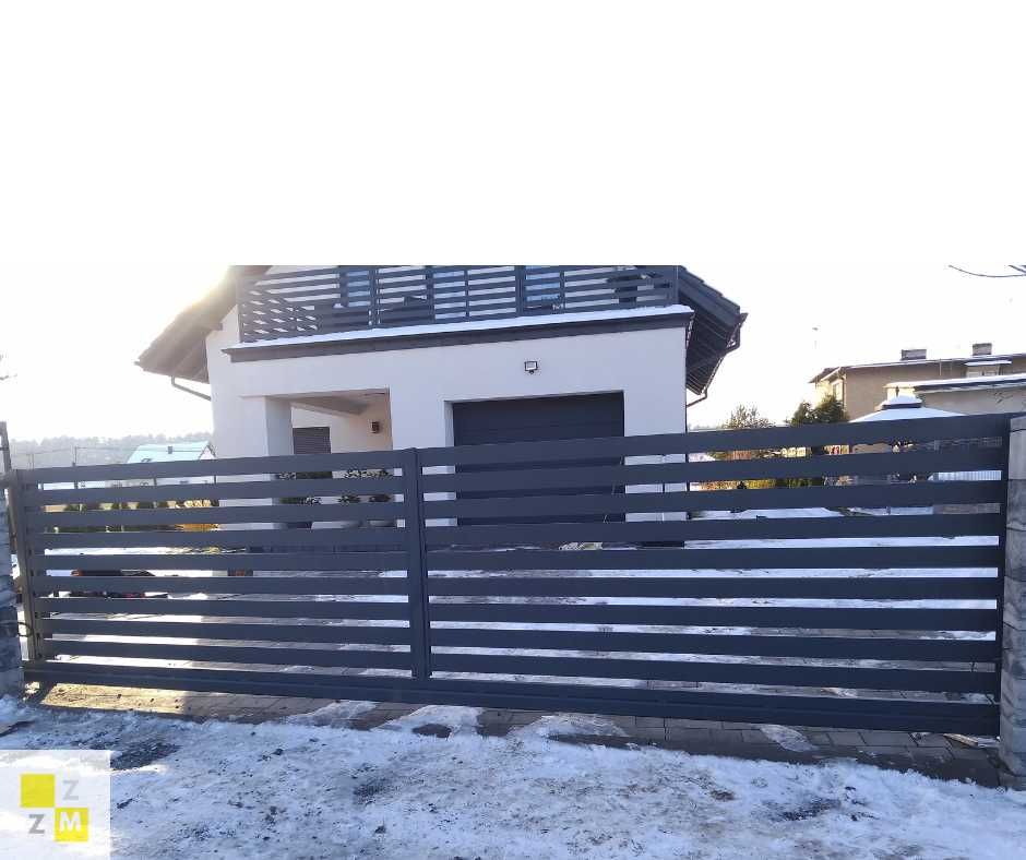 Brama przesuwna nowoczesna palisada sztachetki 400x150cm 4m 400cm
