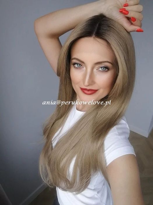 Peruka LACE FRONT karmelowy blond włosy stopniowane jak naturalne