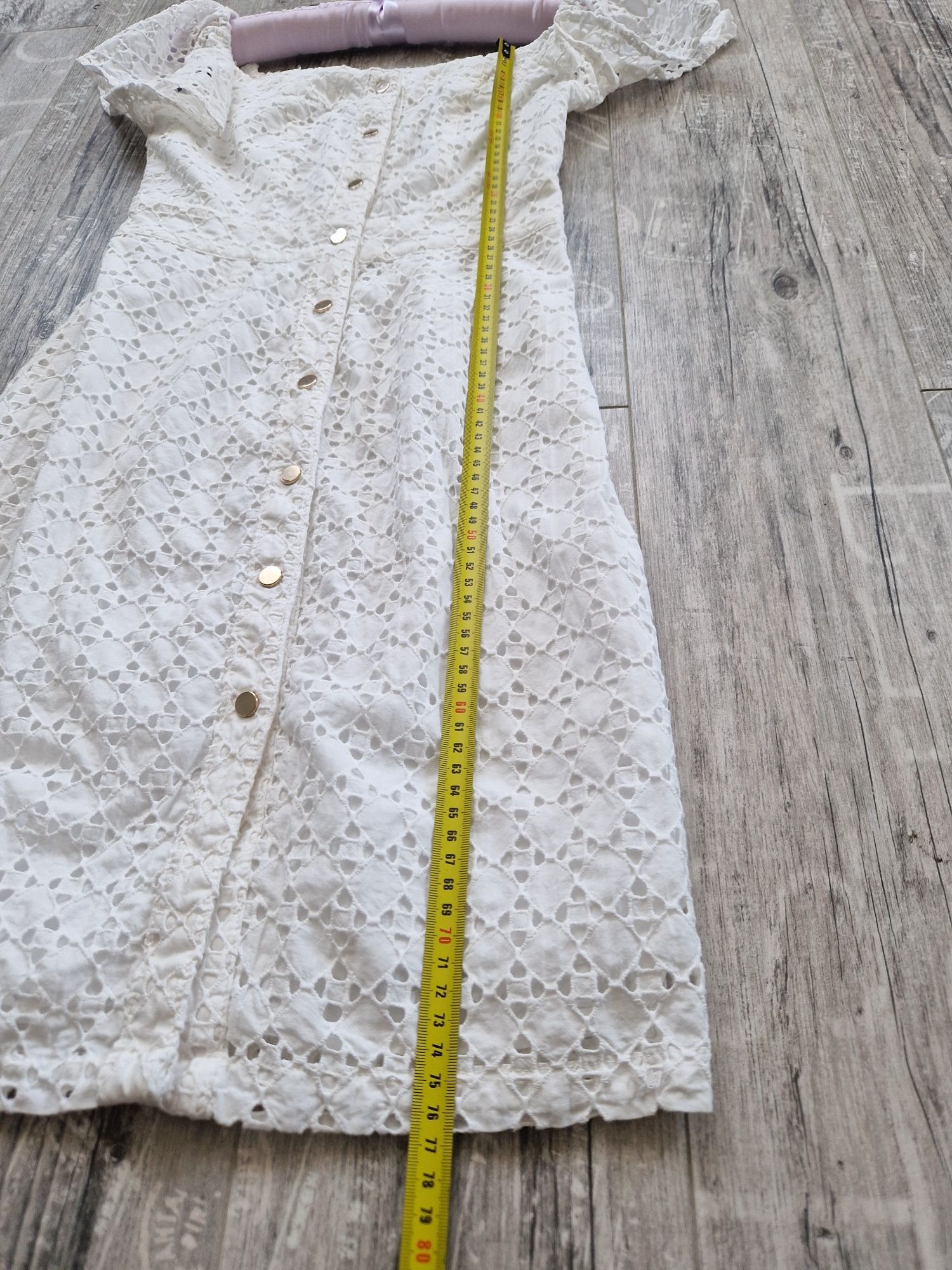 Biała letnia ażurowa sukienka Mohito 32 XXS
