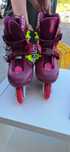 Patins em linha para menina + capacete, joelheiras e cotoveleiras