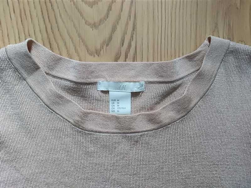 Sweterek sweter H&M 38 M złoty beżowy rozszerzane rękawy