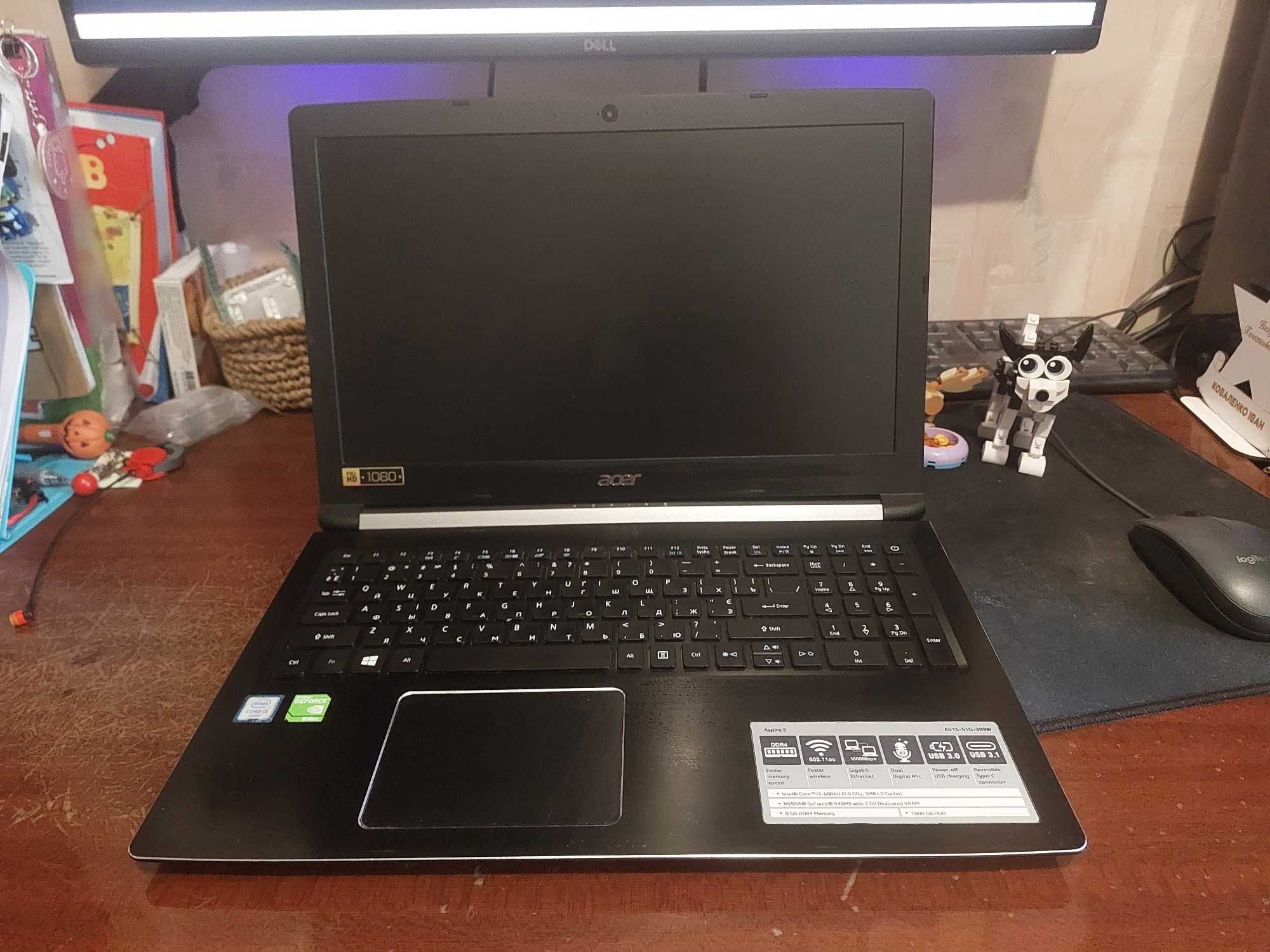 Ноутбук Acer A515-51G-389W (Intel Core i3-6006U/RAM 8 ГБ/HDD 1 ТБ)