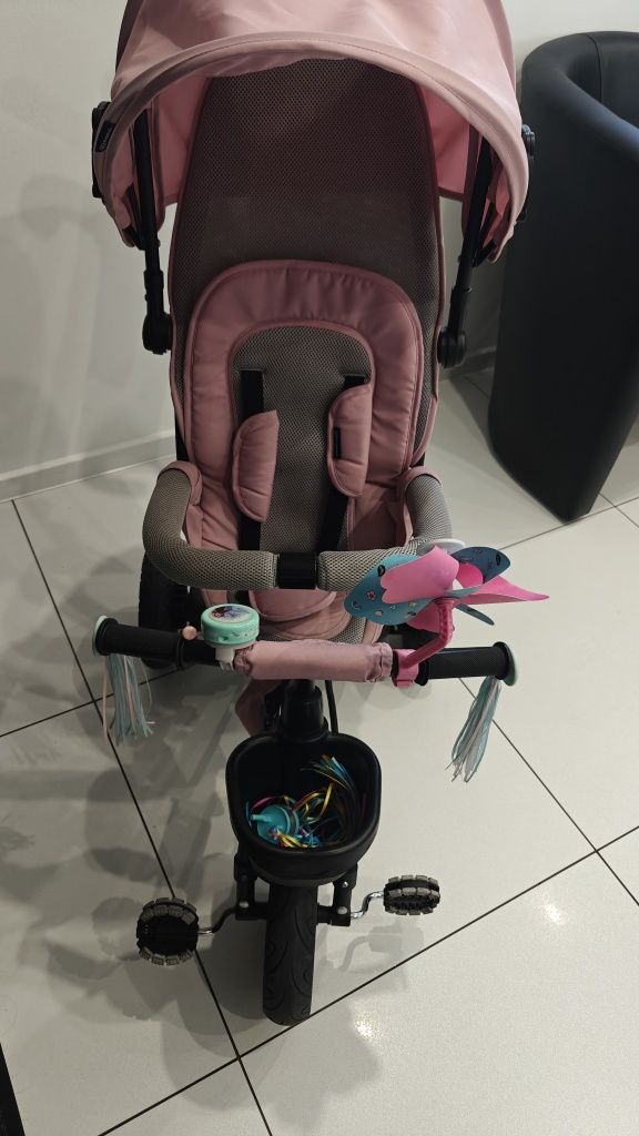 Kinderkraft Rowerek Trójkołowy AVEO Pink przodem/tyłem do rodzica
Kind