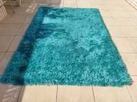 Carpete azul turquesa de pelo médio 155cm x 220cm