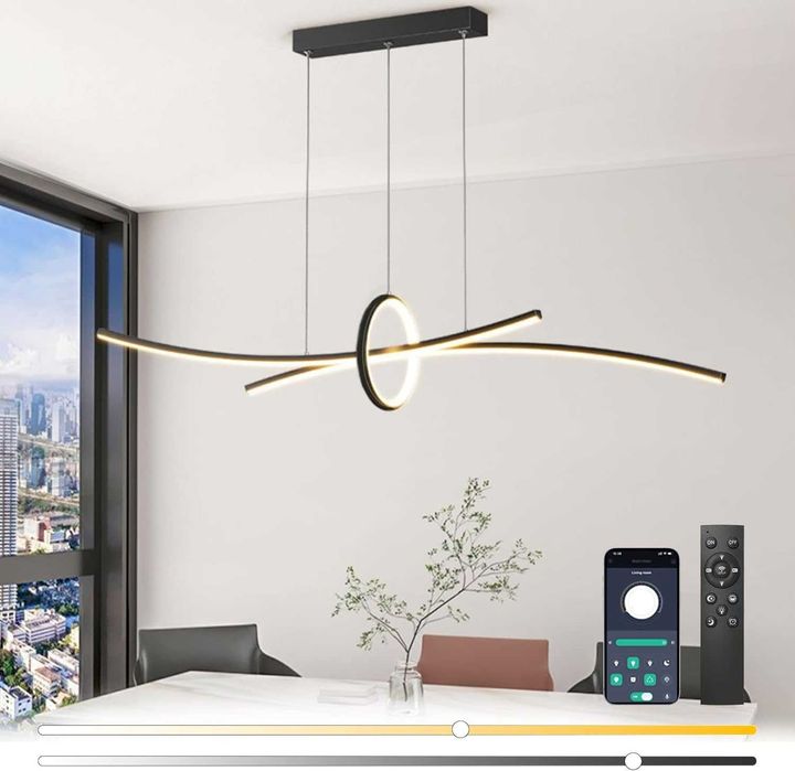Nowoczesna lampa wisząca LED 36 W ściemniana czarna 100 cm