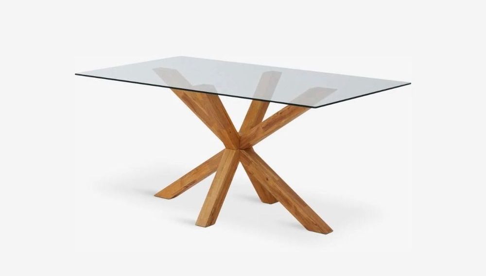 Mesa de Sala - Vidro/Carvalho Natural