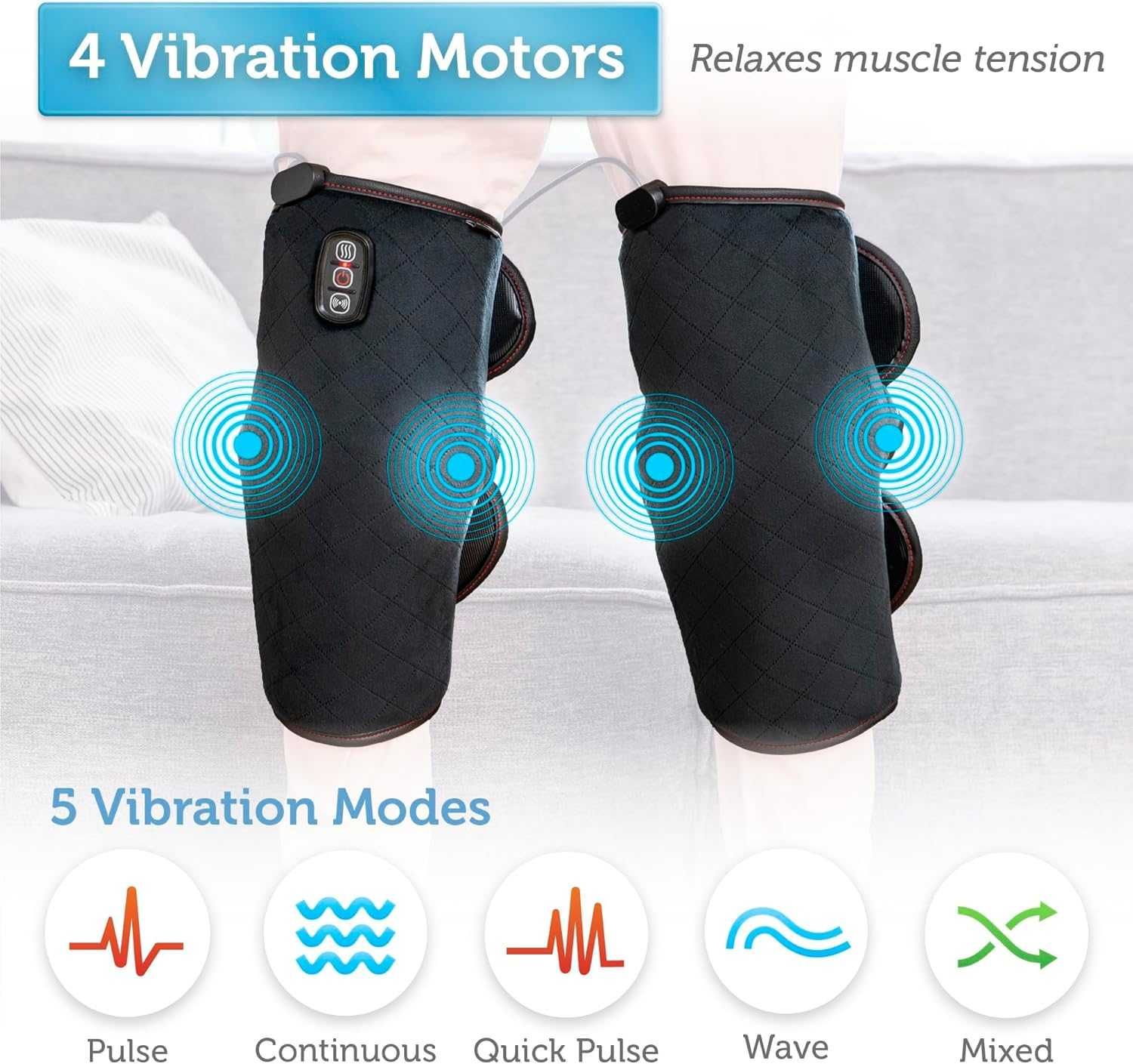 Comfier Masażer na Kolano z Ogrzewaniem, Opaska na Kolano z Wibracją