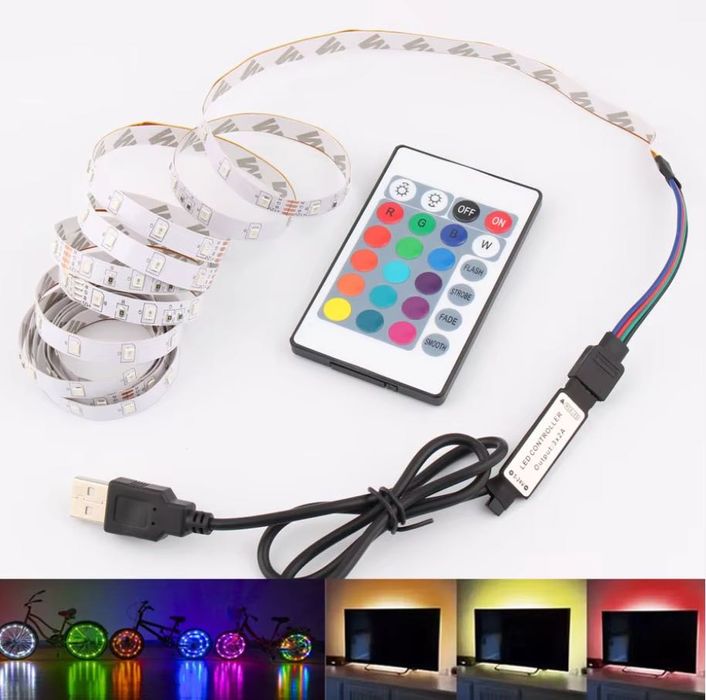 RGB LED taśma 2m z pilotem Backlight TV monitor