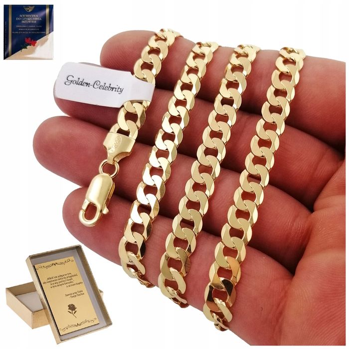 Elegancki Złoty Męski Łańcuszek Pancerka Pełny 925/585 + Gratisy + Gra
