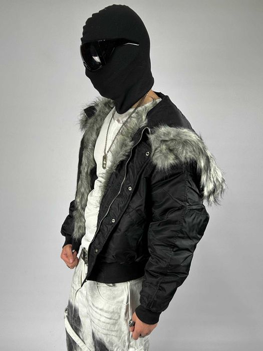 Бомбер чорний MA-1 з хутром аляска куртка курточка пуховик opium M L