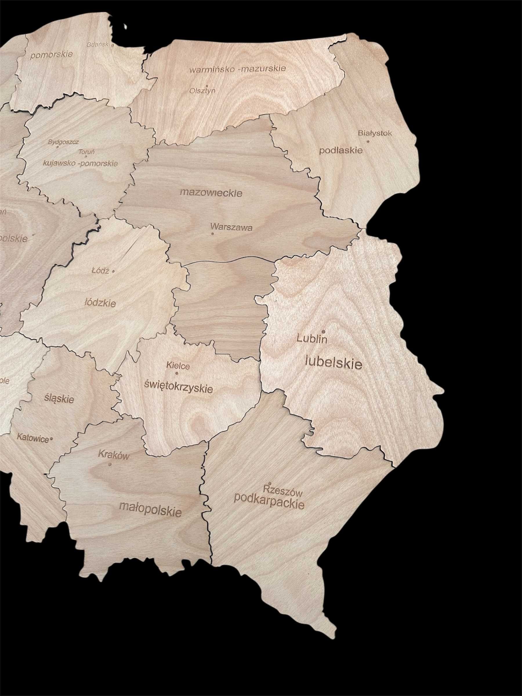 Mapa Polski 100cm grawer województw i miast wojewódzkich wybór kolorów
