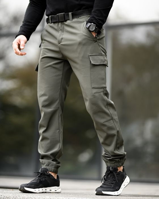 Мілітарі чоловічі зимові карго штани джогери mendos олива чорні