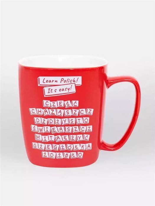 Kubek ceramiczny czerwony Learn Polish! It's easy. Nadwyraz.com