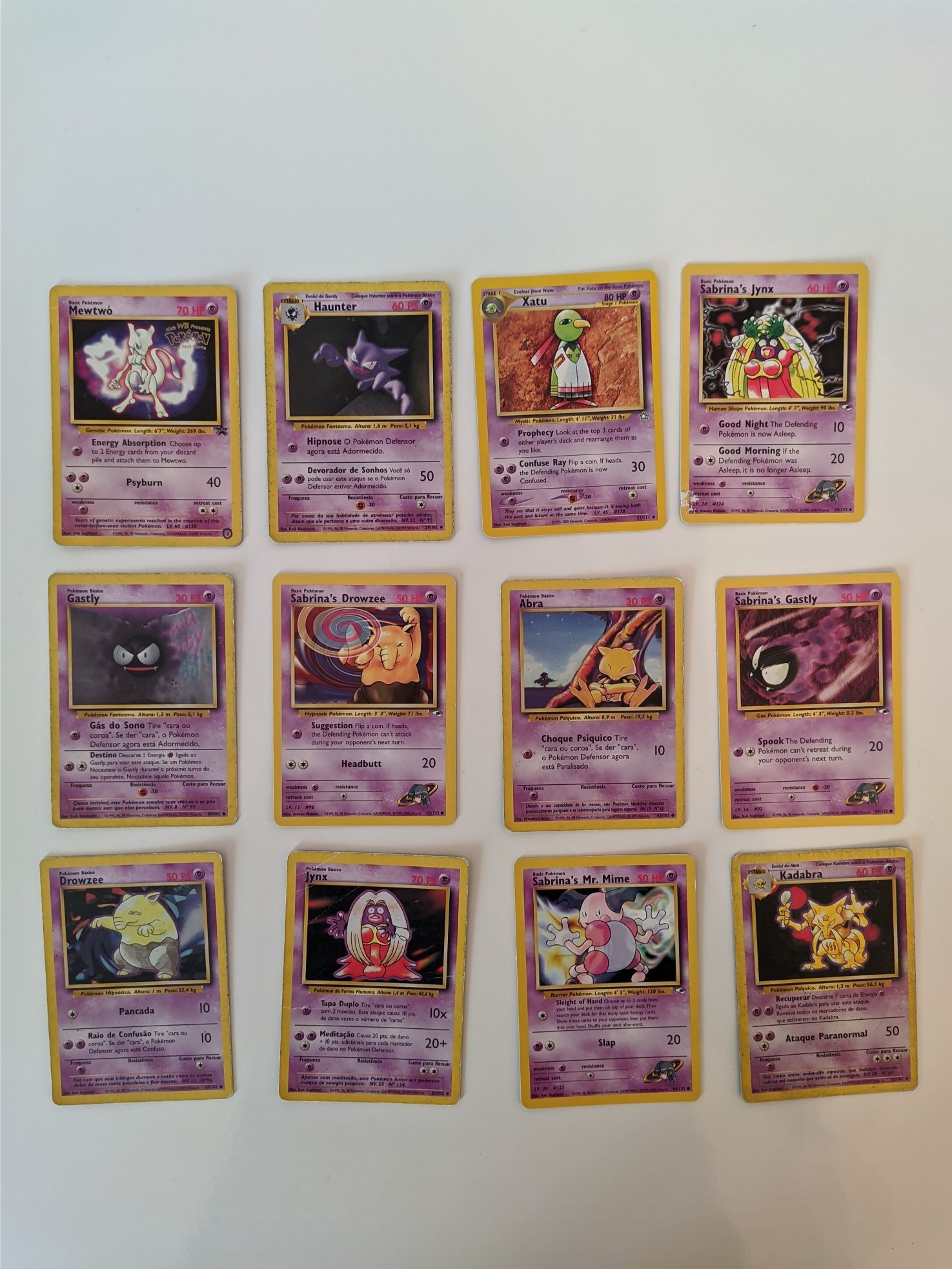 Cartas Pokémon - Tipo Psíquico (12 Cartas)