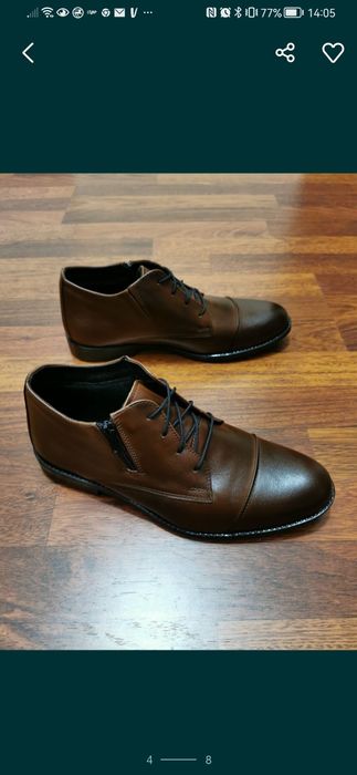 Eleganckie Skórzane Ocieplane Buty Męskie Lekkie Wygodne Tylko Roz.44