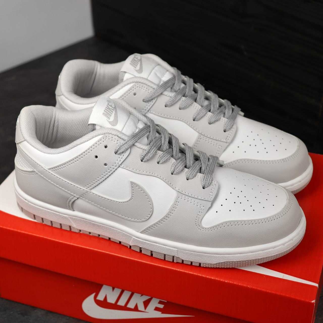Чоловічі кросівки Nike Dunk Low сірий з білим  5662  ТОП