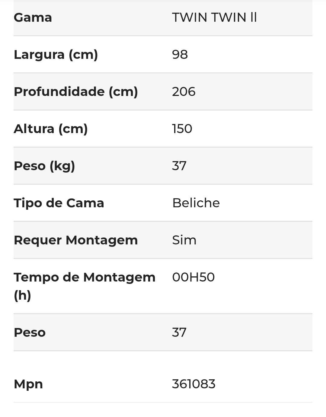 Beliche novo em madeira